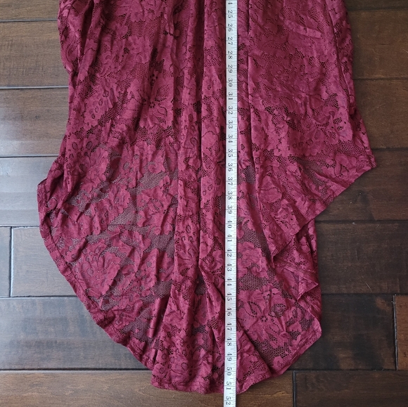 NWT Med Allandwell Lace Dip Floral Wine Red Hem Burgundy Feminine Whimsical - Picture 11 of 11